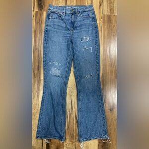 American Eagle 90's Flare Distressed Denim Jeans Womens 2 Long Medium Wash